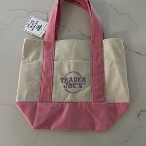 Trader Joe's Pink and Cream Tote Bag